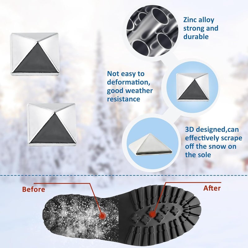 Voccos 36Pcs Snowboard Stomp Pad Pyramid Studs Anti Slip Metal Stomp Pad Snowboard Step Pad Snowboard Foot Grip Self Adhesive Snow Board Mat Provides Extra Grip for Men Women Winter Snowboarding Ski Skiing - Image 3